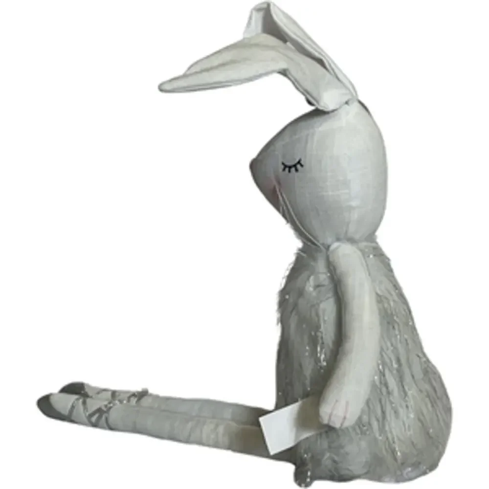 Holiday White Ballerina Bunny Silver Plush Medium Size